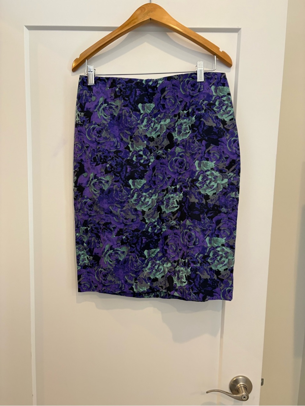 Talbots Purple and Teal Floral Pencil Skirt